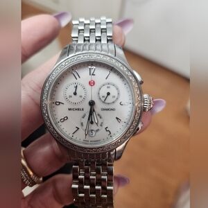 Silver Michele Diamond Watch